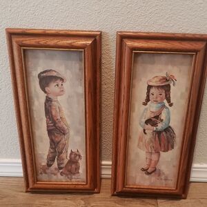 M Medeiros Vintage Big Eyed Child Art 60s And 70s Era